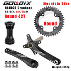 GOLDIX Bicycle Crank Chainring 104BCD MTB Bike Crank Aluminum Alloy with Bottom 170mm Crank Black 32T 34T 36T 38T Plate