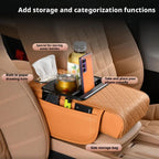 Car Armrest Box Multifunctional Thicken Height Pad Arm Rest Cushion with Pocket Tissue Cup Holder PU Elbow Support Height Pad