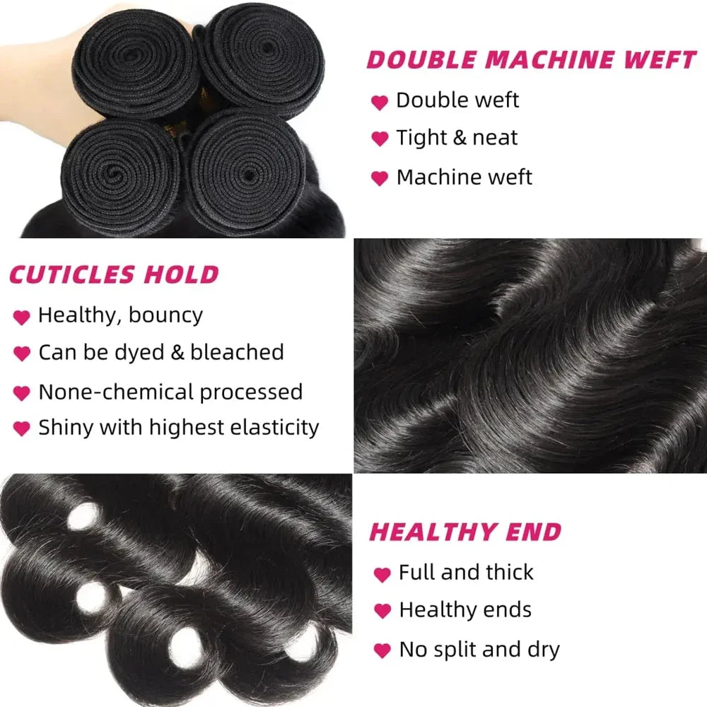 30 40Inch 3 4 Bundle Loose Body Wave Bundles 100% Unprocessed Human Hair 16A Raw Hair Bundles Extensions Brazilian Natural Black