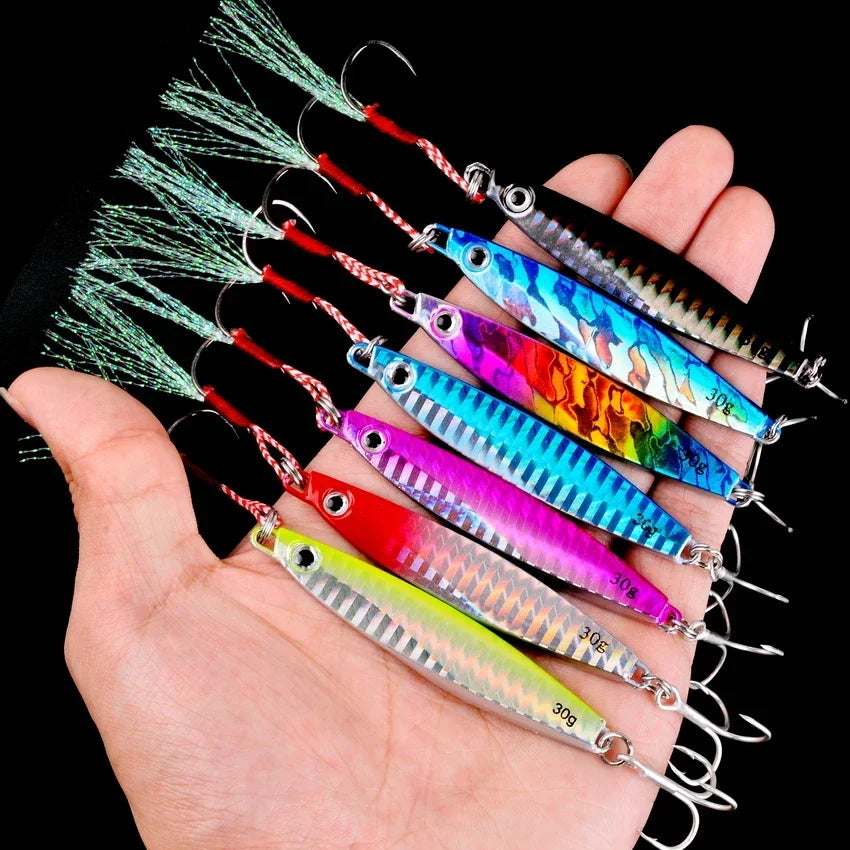 12pcs Pencil Bait Metal Casting Fixture 7/12/17/ 22/ 30/40g Shore Throwing Sea Bass Bait Sinking Artificial Bait Fishing Tackle