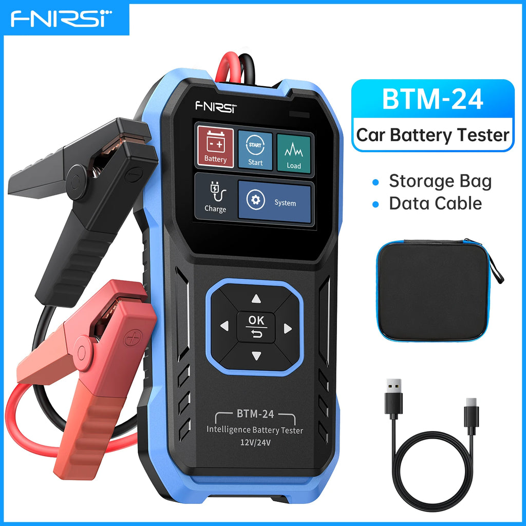 FNIRSI BTM-24 12V/24V Car Battery Tester 0-2000 CCA Automotive Battery Load Tester Cranking Charging Circut Diagnostic Tools