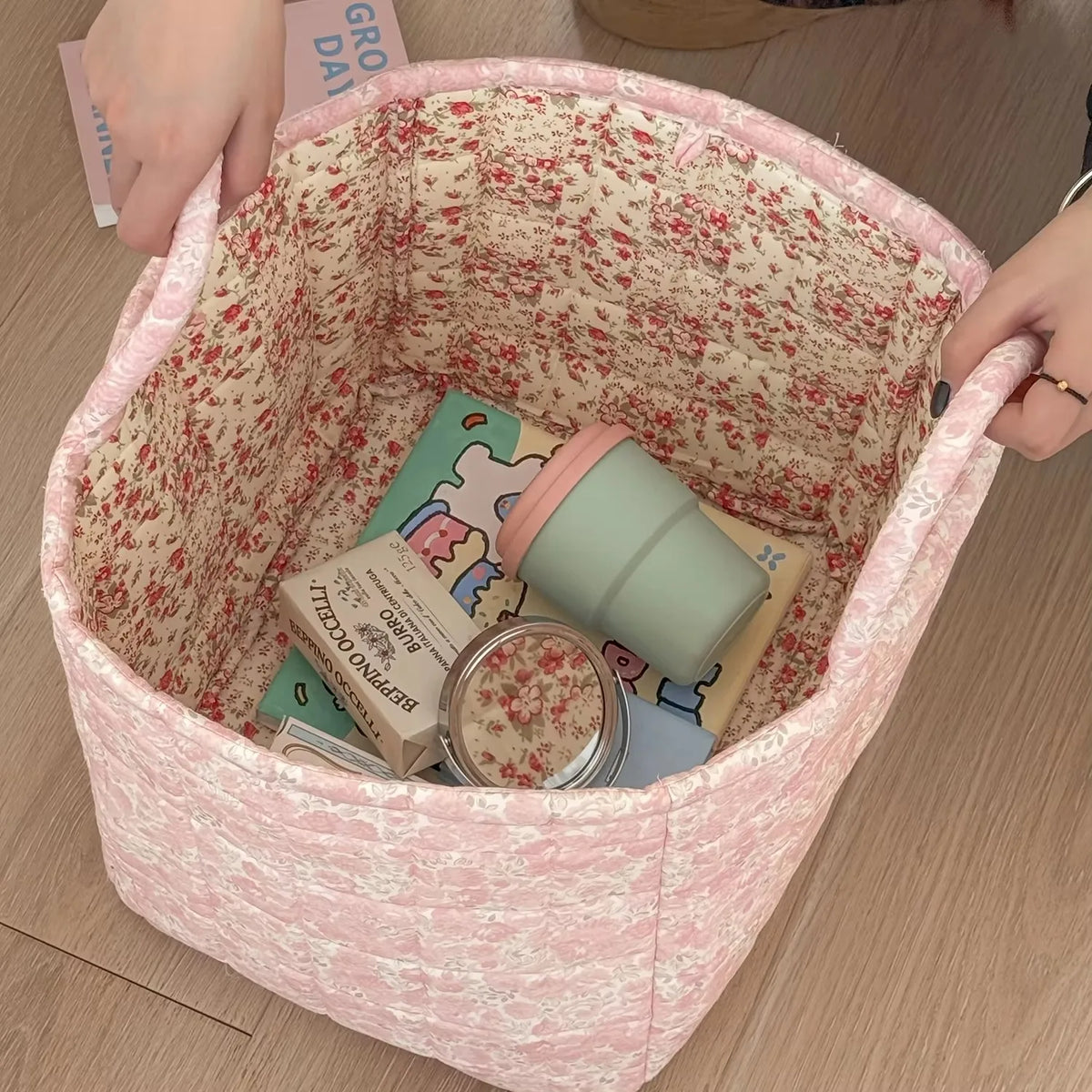 Rural Flower Dirty Clothes Basket, High-value, Fashionable, Large Capacity Foldable Garbage Storage Basket