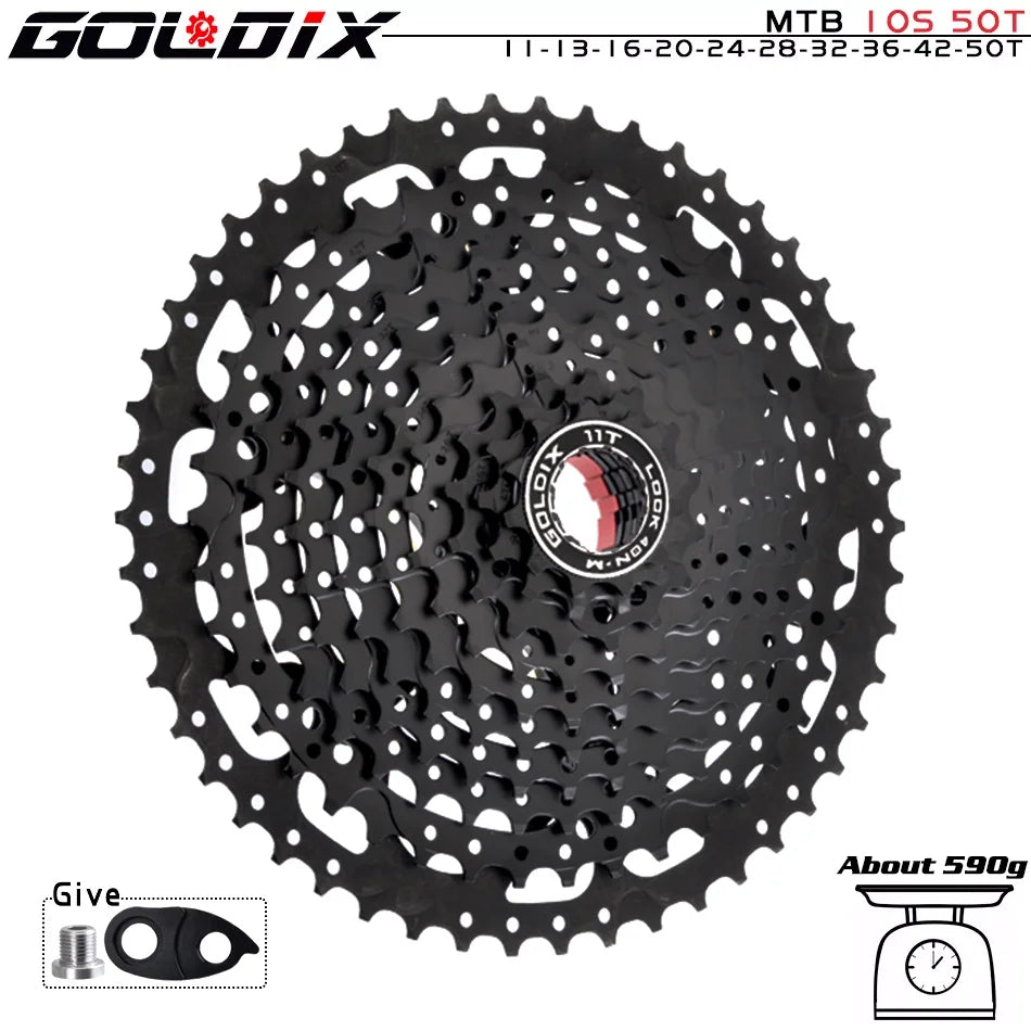 GOLDIX Black MTB Cassete 8/9/10/11/12 Speed 40/42/46/50/50T K7 8/9/10/11/12v Bicycle Freewheel Bicycle Sprocket for Shimano/SRAM
