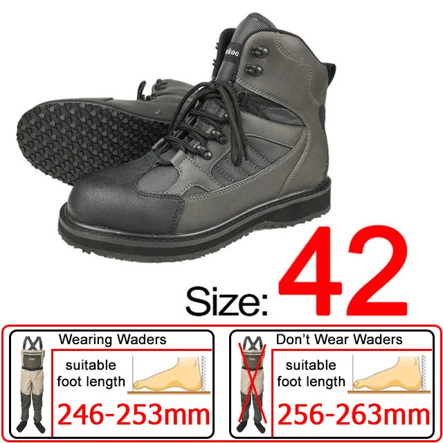 Fishing Shoes, Outdoor Fly Fishing Boots, Felt or Rubber Sole Sea River Reef Rock Fishing Boots, Hunting Fishing Waders Boots