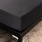 Waterproof Mattress Protector Cover Queen Size 14 inches Deep Pocket Polyester Bed Cover Solid Color Fitted Sheet (Black, Queen)