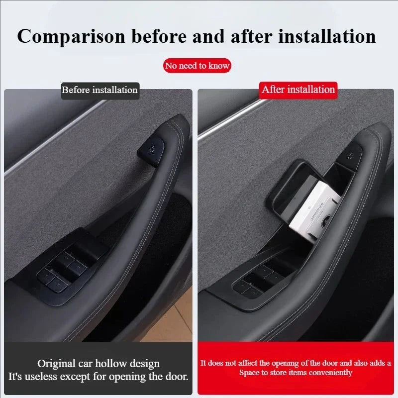 For Tesla New Model Y L Juniper 2026 Accessories Door Handle Storage Box Model 3 Highland Inner Handle Organizer Container Tray