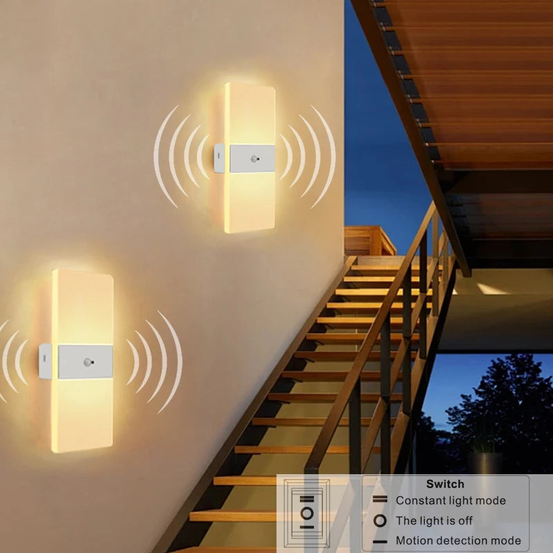 USB Recharge Wall Lamp Touch Motion Sensor Switch Indoor Acrylic Night Lights Bedroom Bedside Wall Sconce Nordic LED Wall Light