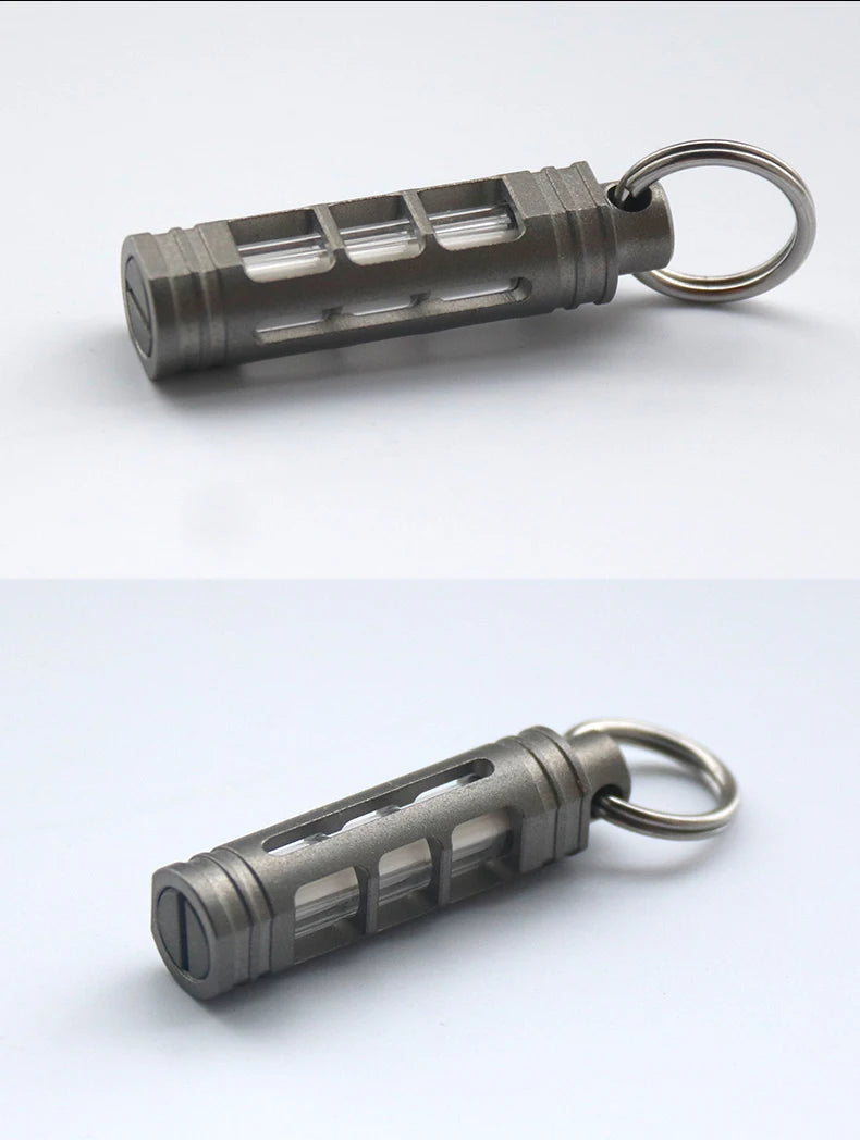 Titanium Alloy Luminous Night Signal Light Outdoor EDC Luminous 3.5*25mm Fluorescent Tube Self-illuminating Key Chain betalight