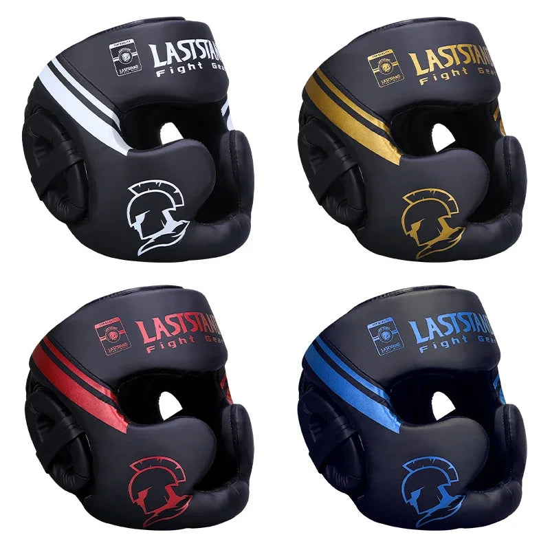 Boxing Headgear Helmet for Kickboxing Muay Thai MMA Sanda Training, Red/Blue/White, S-XL