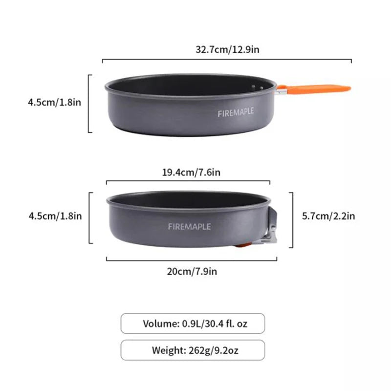 Fire Maple Camping Cookware, Frying Pan Non-stick, Coating Compact, Lightweight Outdoor Picnic Cooker, Steak Frying Pan 0.9L
