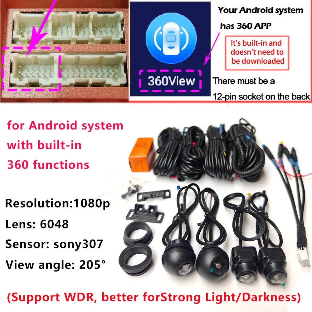 360° Panoramic Camera 1080P HD Rear / Front / Left / Right 360 Panoramic Accessories for Car android Radio multimedia 720P/1080P