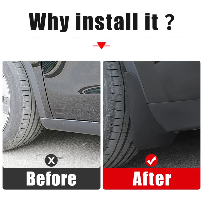 For Tesla Model Y 2021 2022 2023 2024 Car Mud Flaps Front Rear Wheels Mudguards Fender Accessories
