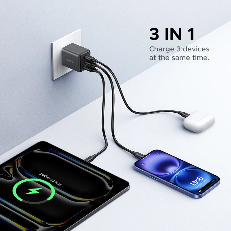 【US Plug】UGREEN 20W 30W GaN Charger Mini PD 3.0 USB C Phone Charger For iPhone 16 15 14 Pro Samsung S25 Xiaomi Tablet iPad Air