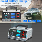 Car 400W 40A Smart Battery Charger 12V/24V Automotive Battery Charger Trickle Smart Pulse Repair For Car Truck Boat Motorcycle