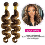 Body Wave Remy Human Hair Weave Bundles 4/27 Highlight Ombre Honey Brown, 1pc or 3pcs