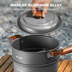 BISINNA Camping Cookware Portable Cooking Frying Pan Steamer Set Ultralight Aluminum For Outdoor Backpacking Hike Picnic Travel