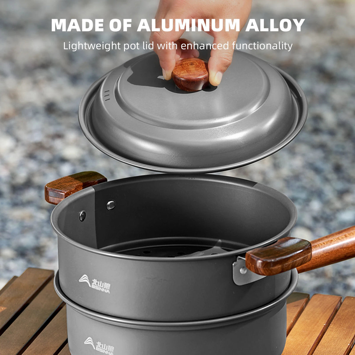 BISINNA Camping Cookware Portable Cooking Frying Pan Steamer Set Ultralight Aluminum For Outdoor Backpacking Hike Picnic Travel