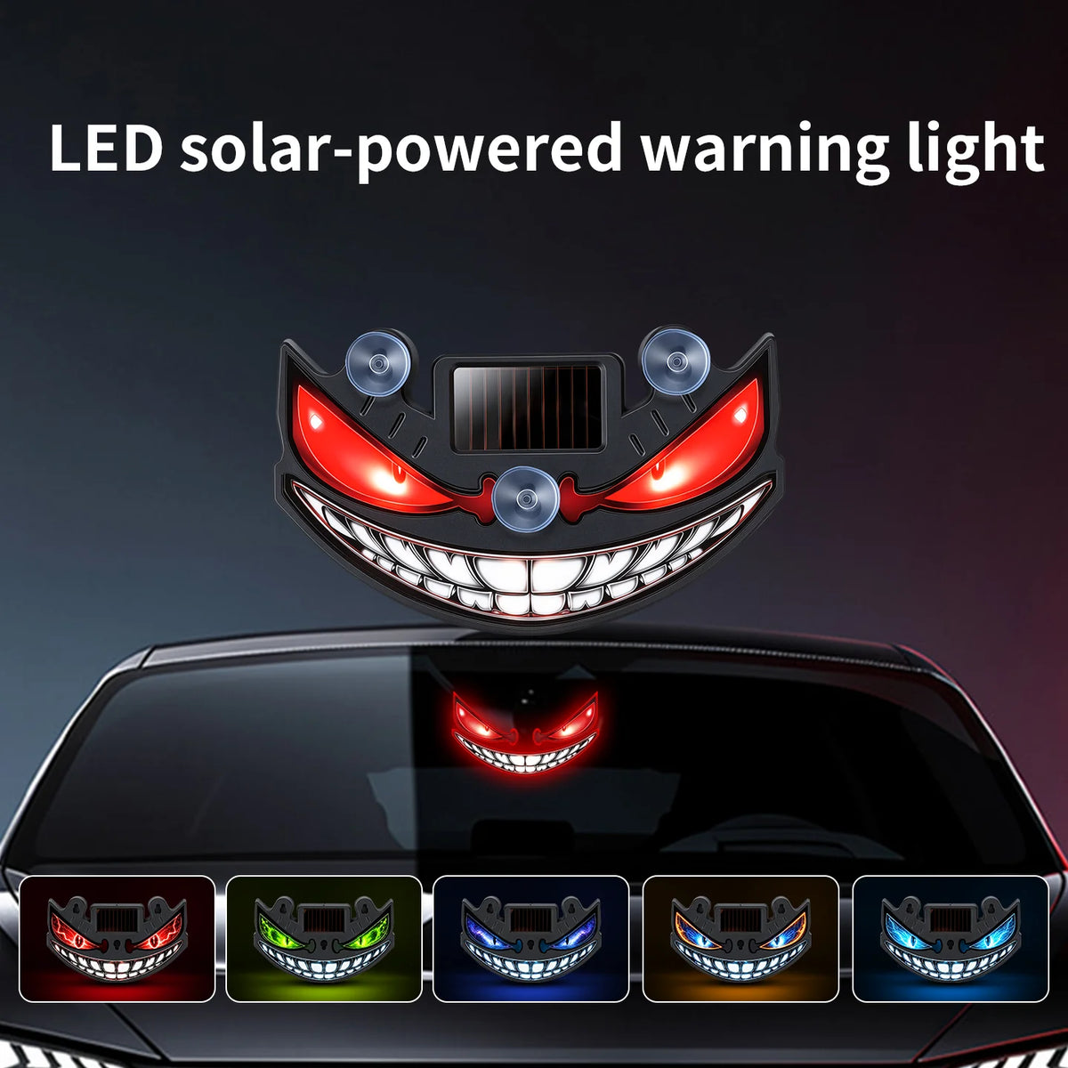 Solar Powered LED Warning Light Devil Eye Style Multi-Mode Wireless Decorative Lamp