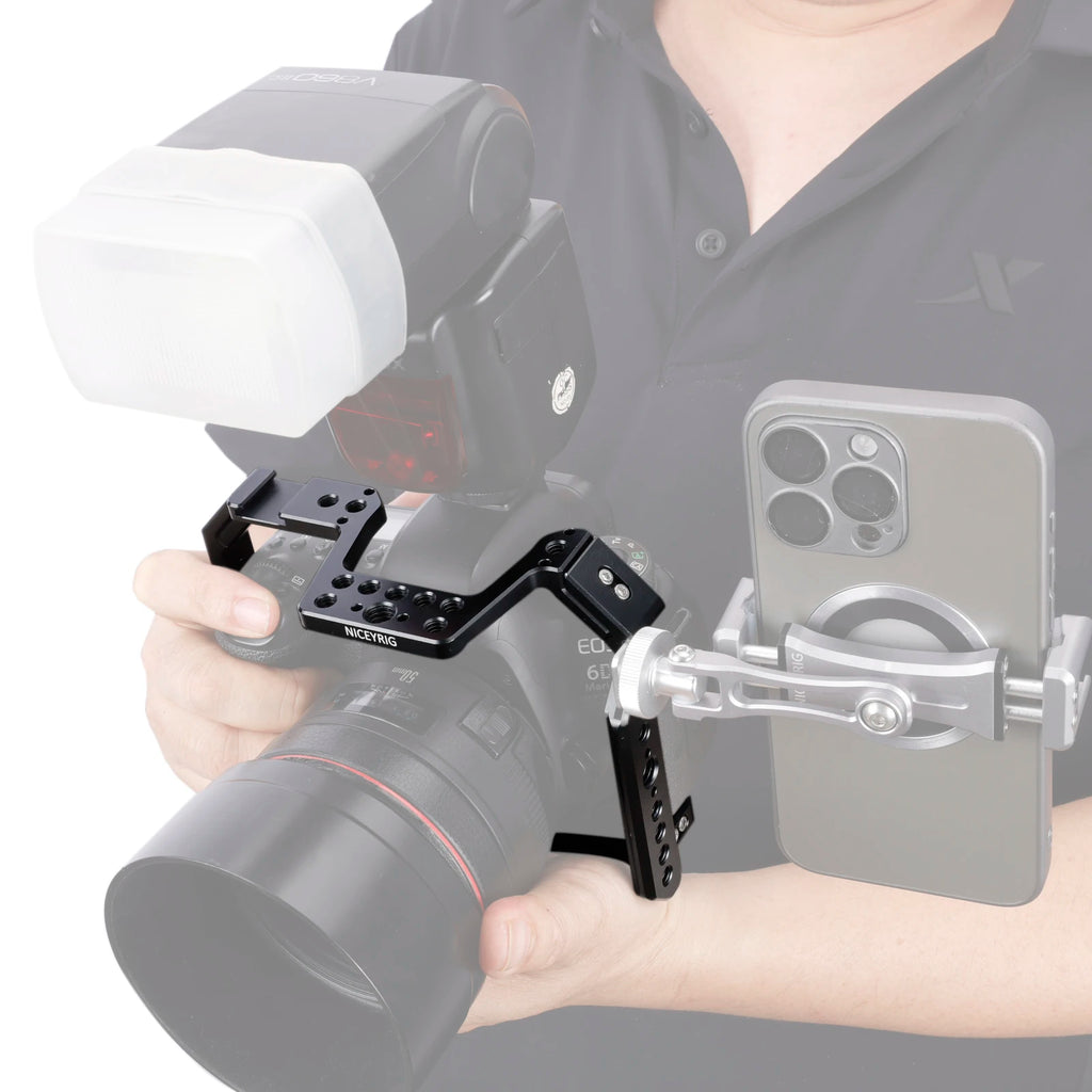 NICEYRIG Camera Cage for Canon EOS 6D/6D Mark II with NATO Rail, Cold Shoe, Arca-Swiss Plate