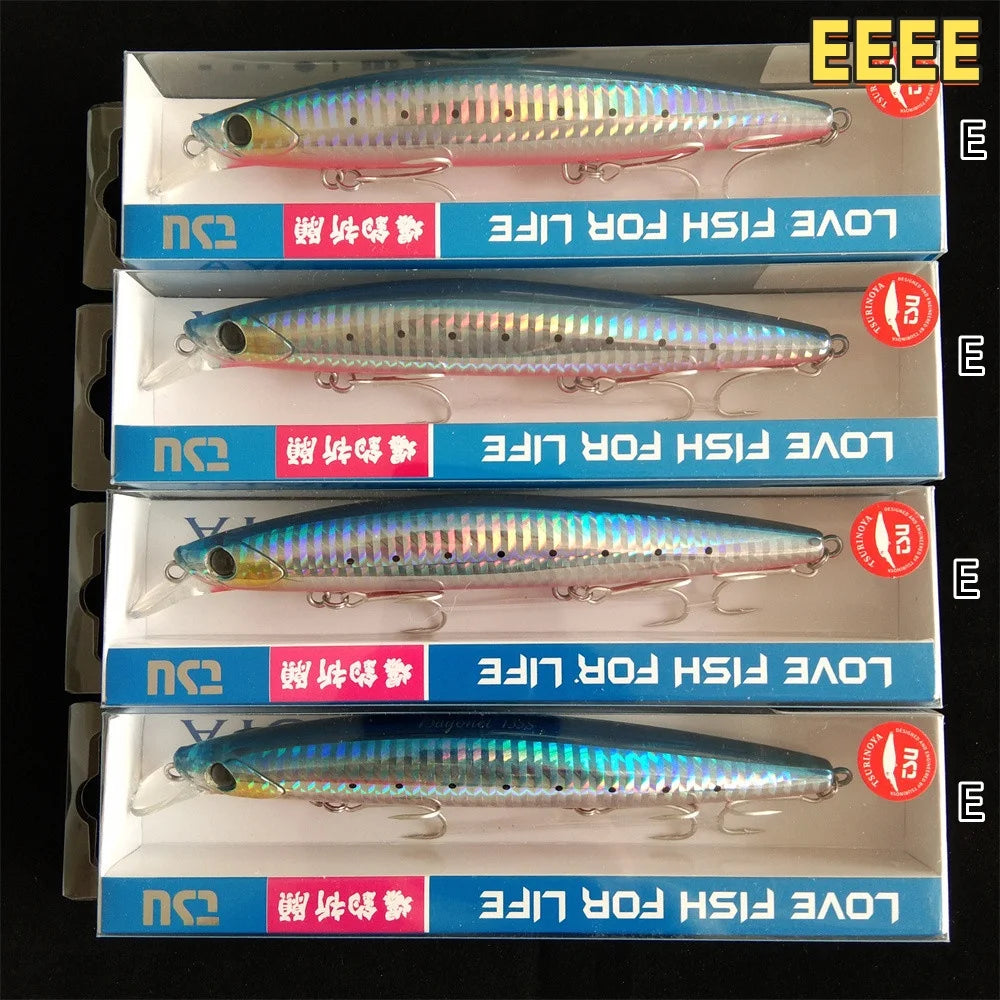 TSURINOYA 4PCS Ultra Long Casting Saltwater Sinking Minnow Sea Fishing Lure BAYONET 135mm 26.4g Seabass Mackerel Hard Bait