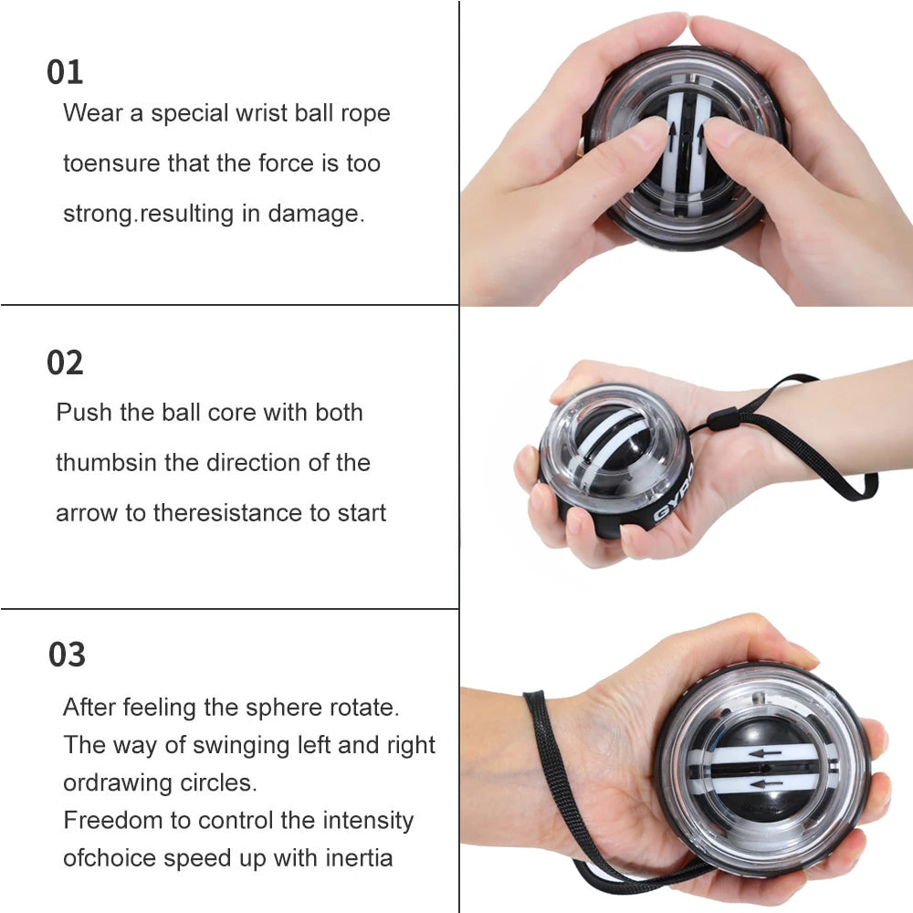 Self-Starting Wrist Ball-Lightweight Portable Silent Stress Relief Tool for Daily Use Non-Slip Hand Trainer for Office/Gym/Home