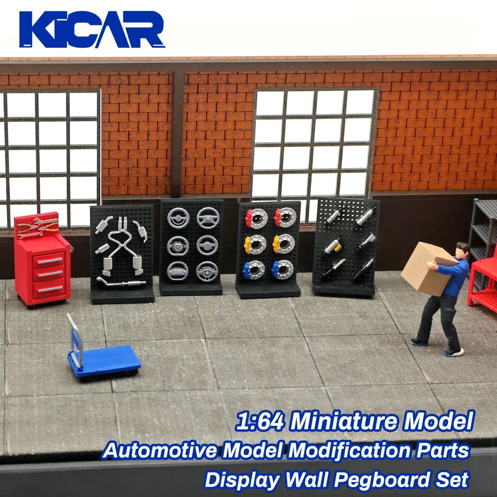 1/64 Scale Model Car Repair Shop Garage Display Wall Parts Resin Perforated Panel Set for Diorama Modification Custom Hobby