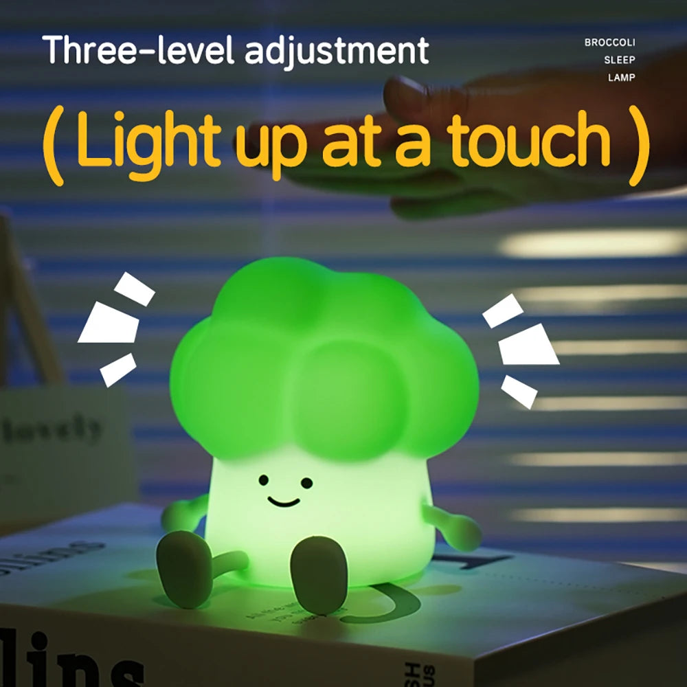 Silicone LED Night Light Tap Control USB Rechargeable Cartoon Fruit Lamp for Kids