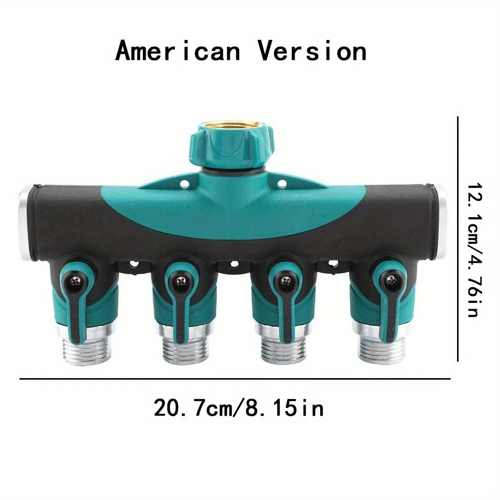 3/4" 4 Way 2 Way Hose Connector Splitter Garden Water Splitter Faucet Adapter Hose Shut Off Valve for Home Garden
