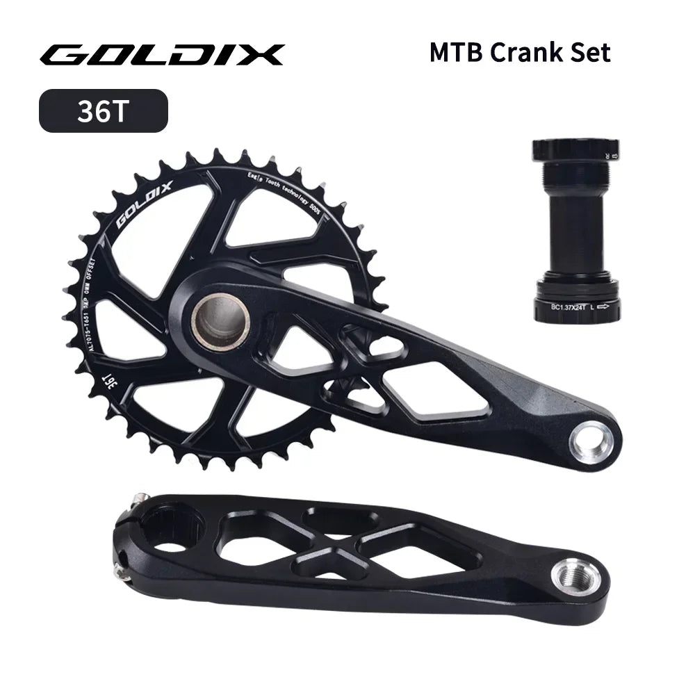GOLDIX MTB Crankset BSA 24mm 165mm 170mm 175mm Direct Mount R-SPEC Trail Hollow Bike Crank Spindle DH AM XC for Shimano SRAM