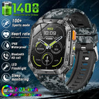 Rugged Military 1400mAh Battery Smart Watch Fitness Tracking IP68 Waterproof Tactical Sports Flashlight 2026 New Men Smartwatch