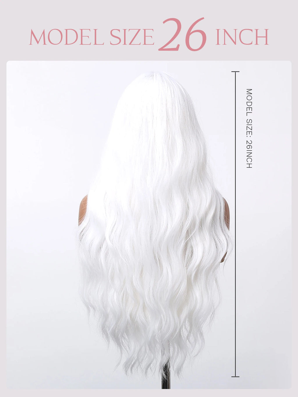 Silver White Medium Large Wave Synthetic Long Curly Hair Fashionable Elegant Pure White Imitation Wig Women's Wig