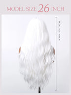 Silver White Medium Large Wave Synthetic Long Curly Hair Fashionable Elegant Pure White Imitation Wig Women's Wig