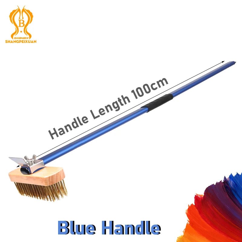 SHANGPEIXUAN Professional Pizza Oven Copper Brush Scraper Household Grill Brass Cleaning Brush with 21 inch Aluminium Handle