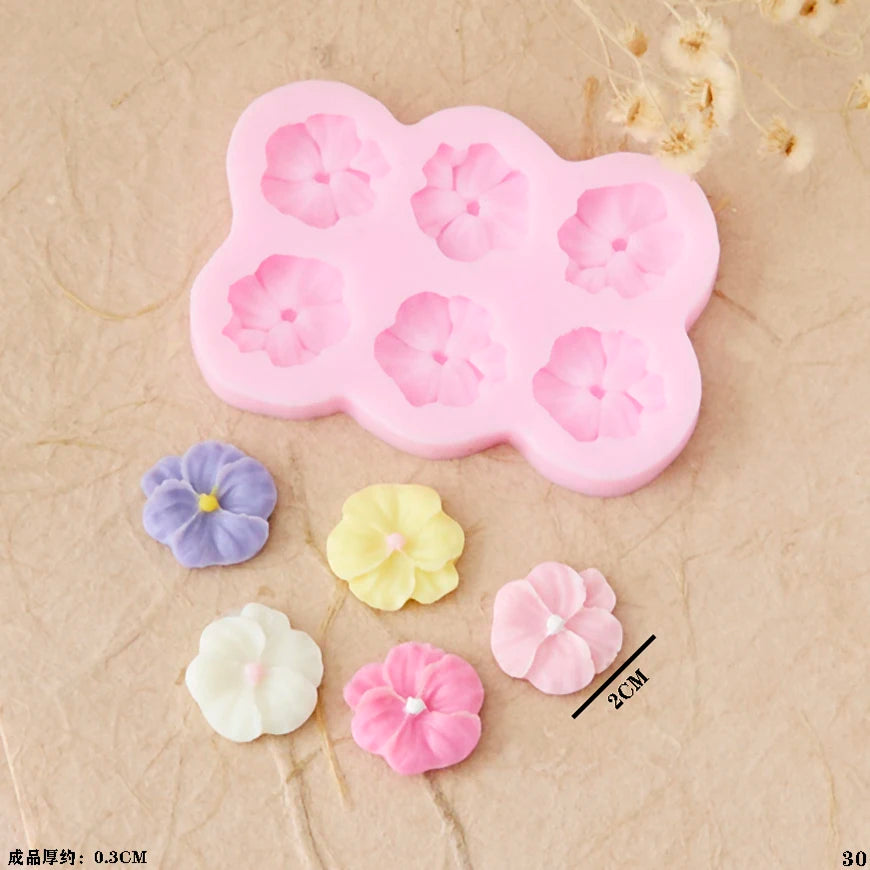 3d Flowers Cherry Blossoms Silicone Molds Daisies Five-petal Flowers Fondant Candy Chocolate Mould Cake Decor Baking Accessories
