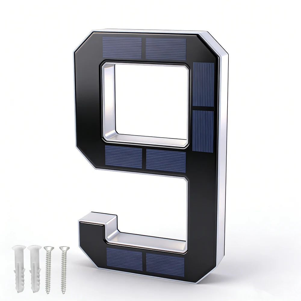 12CM Solar Lighted House Number Outside Light-up LED Address Number Waterproof House Number Light Address Sign Home Decor