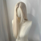 High temperature Fibers for Cosplay Moonlight White Light Blonde Wig 28inch Wig Long Straight Synthetic Wigs
