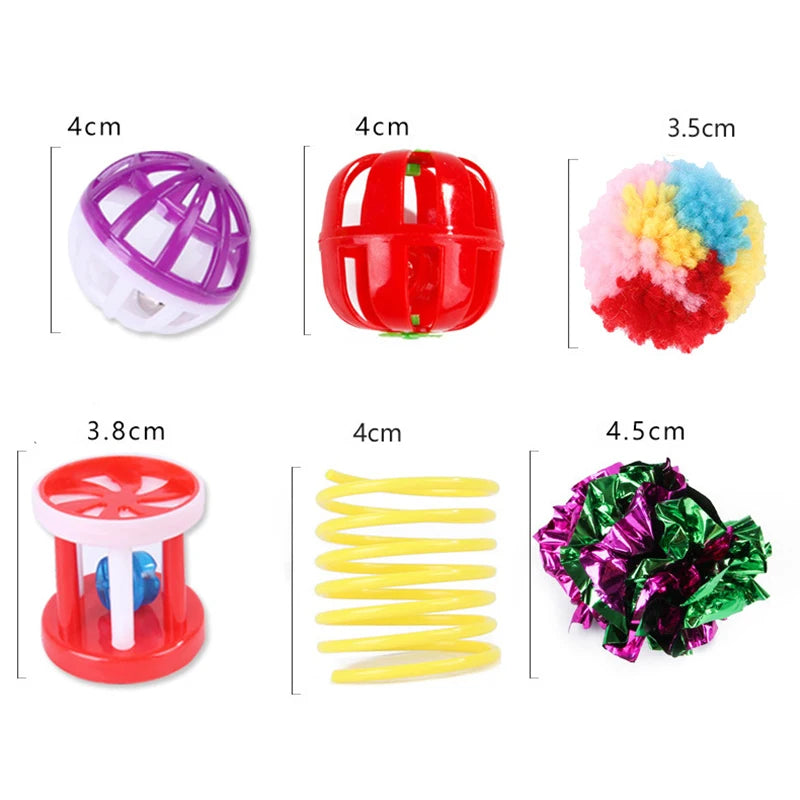 Cat Toy Variety Pack Set with Wand, Sisal Mouse, Bell Balls - 15pcs/20pcs/22pcs