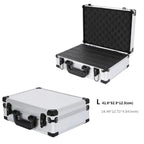 Aluminum Frame Protective Case Storage Box Suitcase with Key Locker Sponge Cubes Compartment for Micrphone Sound Card Mixer