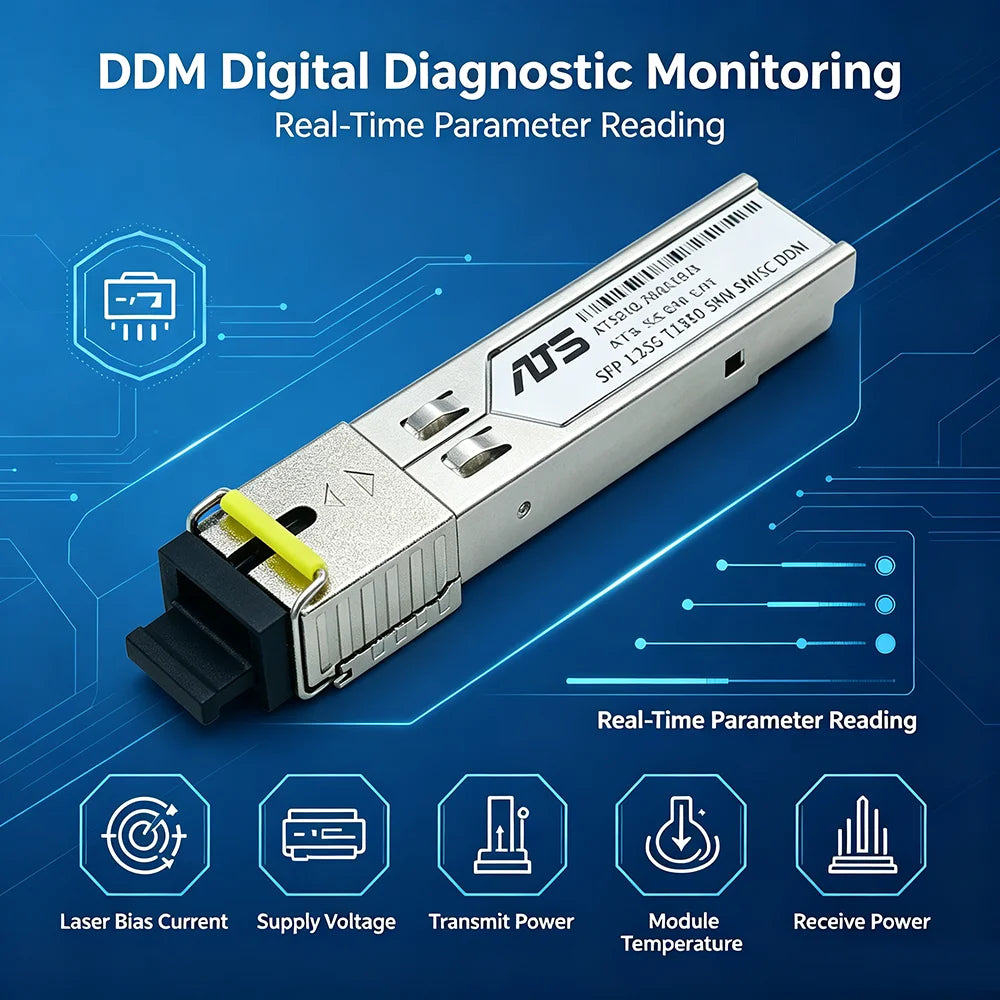 SFP Module SC connector 1.25G SC BiDi 1310nm/1550nm WDM switch SFP Transceiver module with Switch with DDM Function