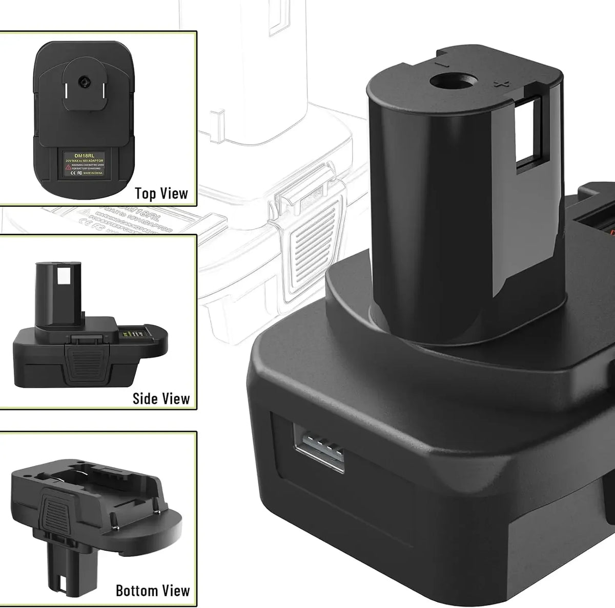 Battery Adapter Converter with USB For Dewalt 20V Li-ion for Milwaukee 18V Li-ion Battery to for Ryobi 18V Li-ion Battery tool