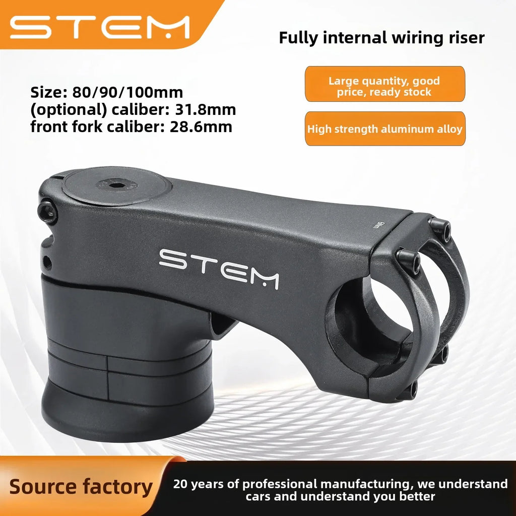 Bicycle Riser Stem 31.8mm Clamp Internal Cable Routing 80/90/100mm Length