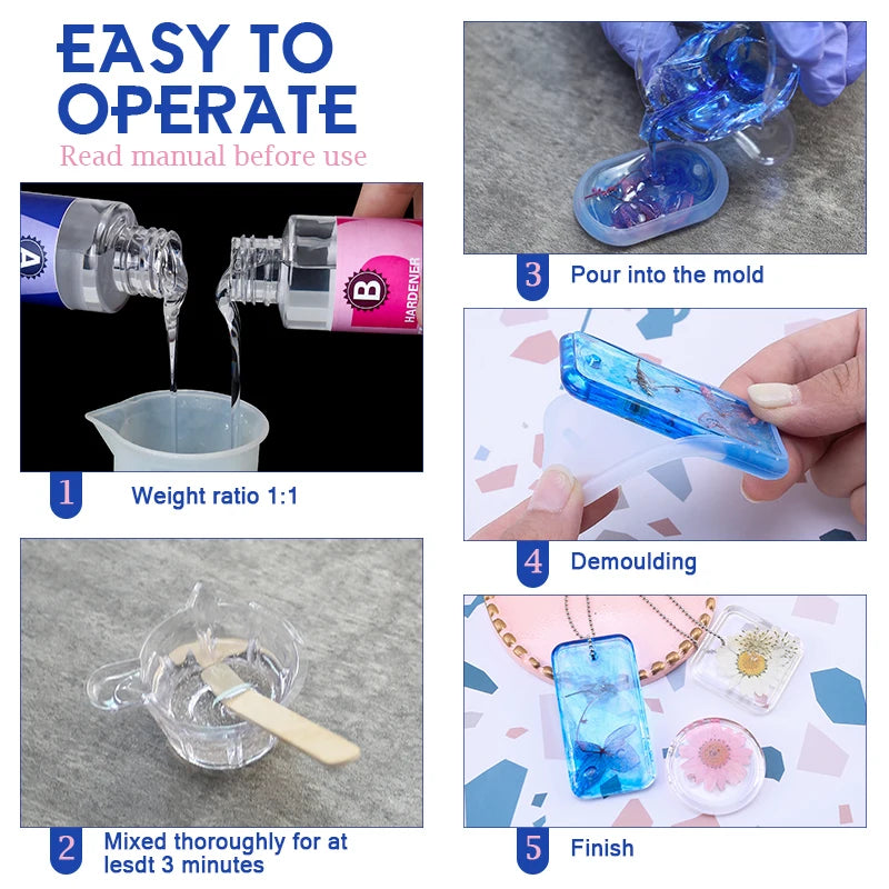 Clear Epoxy Resin Kit 1:1 High Gloss Bubble Free for Casting & Coating, 50-500ml