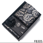 New Designer Blue Red Green Paisley Ties For Men Wedding Party Neck Tie Luxury Tie Pocket Square Cufllink Brooch Set