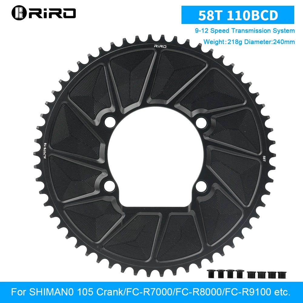 RIRO 110 BCD bike Chainring 46T 48T 50T 52T 54T 56T 58T Road Bicycle Chainwheel 9/10/11/12S for SHIMANO R7000 R8000 R9100