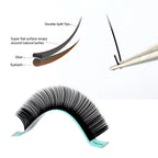 RUJADE 5Cases/Lot Ellipse Flat Individual Eyelash Extensions Soft Split-tips Flat Lashes Extension Ellipse Faux Mink Flat Lashes