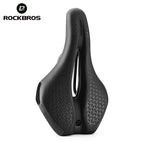 ROCKBROS Bicycle Saddle Hollow Breathable Shockproof Cycling Seat PU Non-Slip Leather Cushion Lightweight MTB Road Saddles