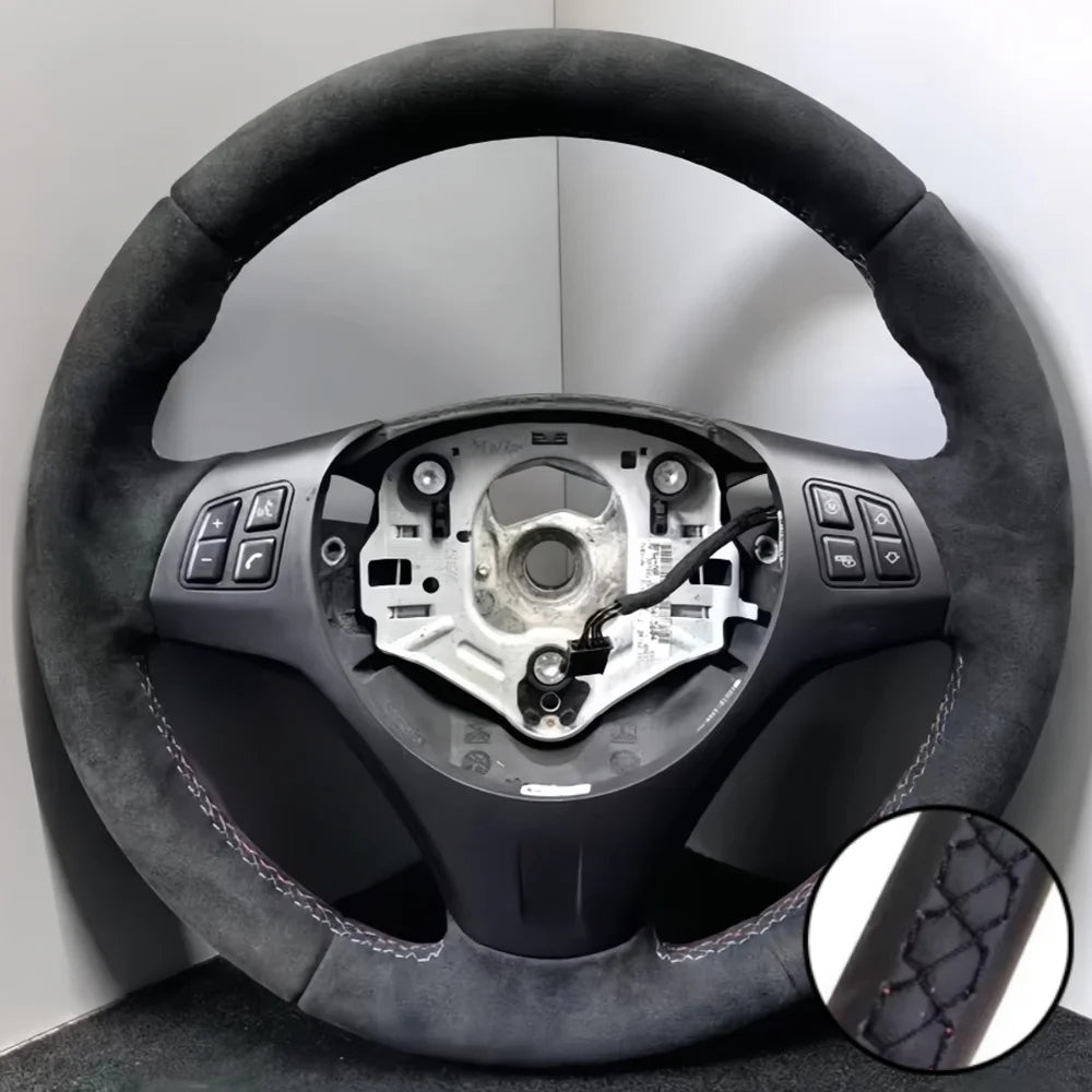 Hand Stitched Steering Wheel Cover Suede M Sport M3 E90 E91 E92 E87 E81 E82 E88 X1 E84 Car Steering Wrap Braid Cover For BMW E93