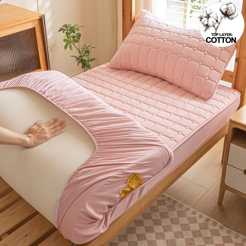 Thickened Mattress Cover Top Layer Cotton Mattress Protector Breathable Bed Fitted Sheet for Students, Youth, Children, Adults