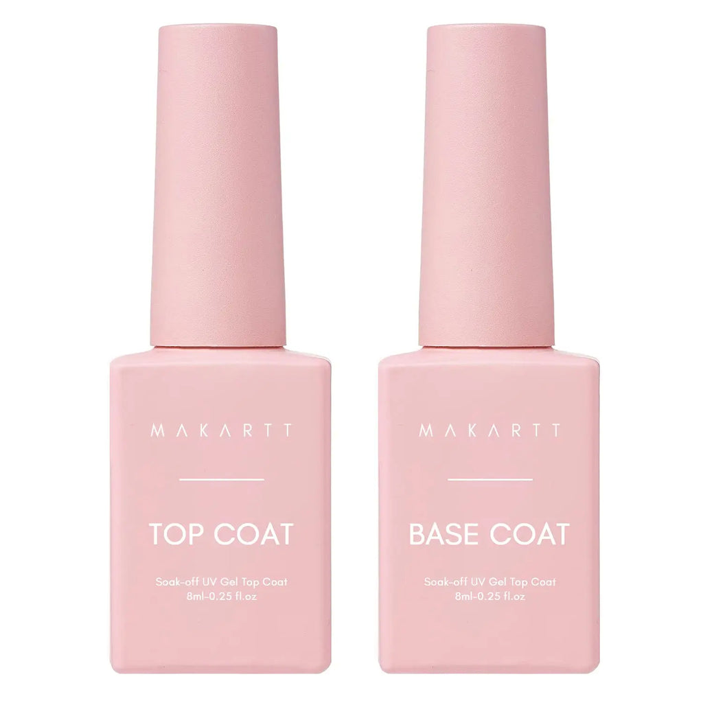 Makartt No Wipe Top Coat and Base Coat Kit, Clear Gloss Shiny Stain Resistant General Gel Top Coat Nail Polish UV and Primer