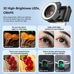APEXEL 10-20X Zoom Macro Lens HD Micro Phone Camera Lenses with LED Fill Light for iPhone Samsung all Smartphones Eyelash Macro
